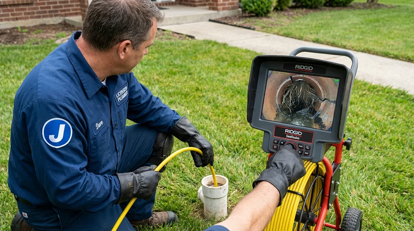 Sewer camera inspection being performed by Johns Plumbing LLC in Fayetteville